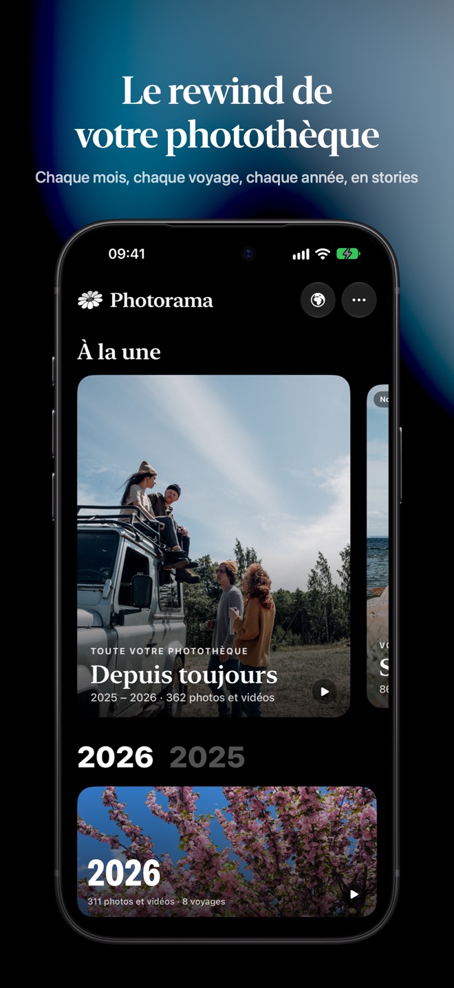L'accueil de Photorama : les stories du mois, des voyages et de l'année